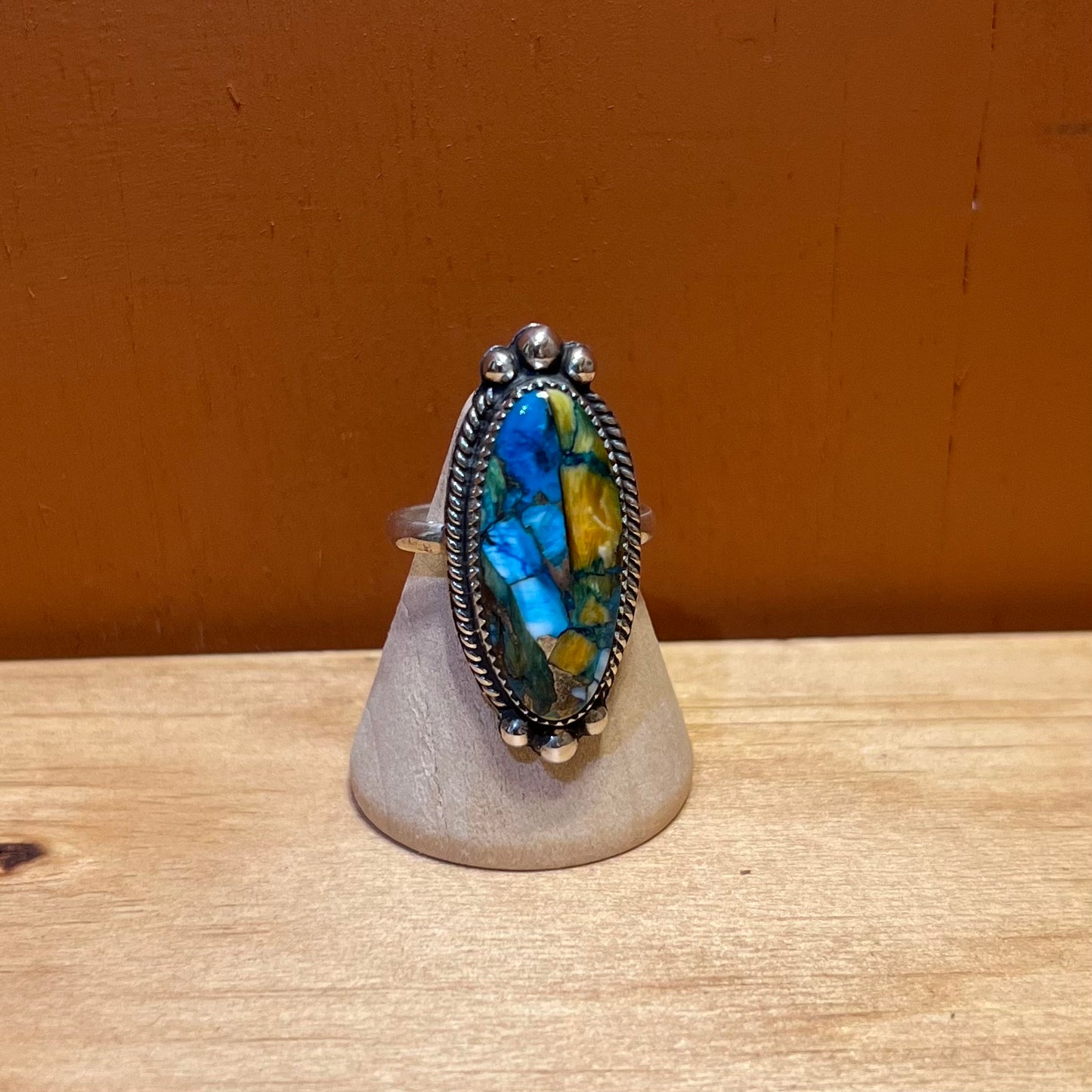 - Kingman Blue Tide Spiny Ring Size 8.75 -