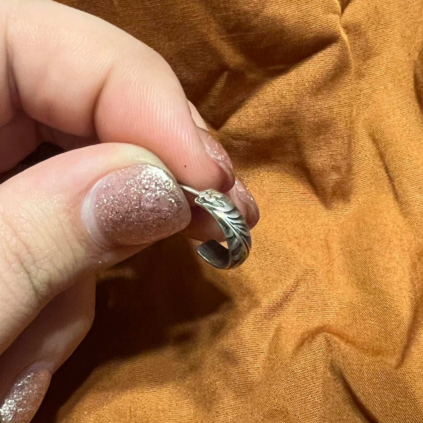 - Tooled Huggie Hoops -